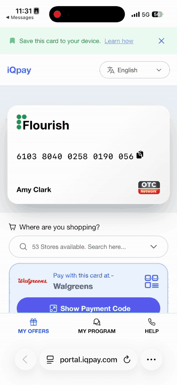 iQpay wallet interface showing retailer network